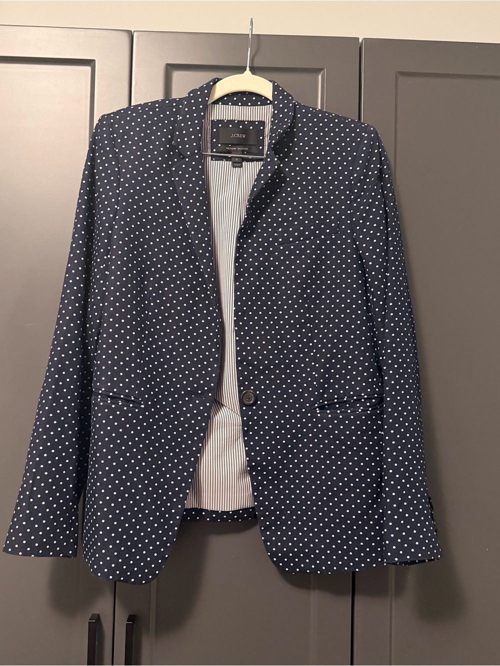 J. Crew Navy Polka Dot Blazer